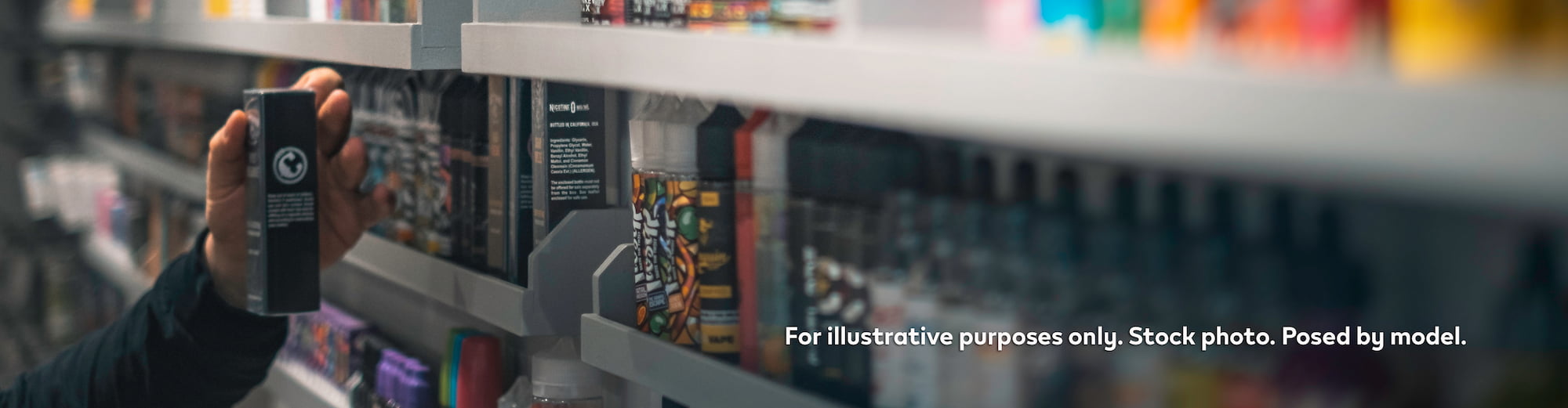 Shelves stocked with vape e-liquids